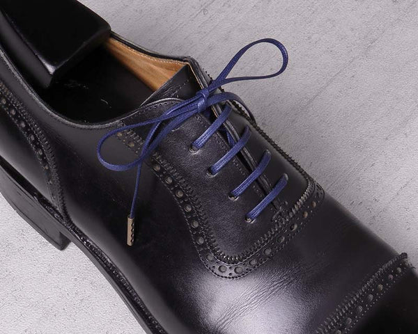 革靴用のネイビー・ブルーの靴紐 - 革靴の紐のMONDSHOELACE