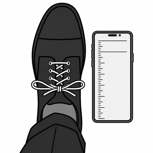 靴の横にスマホを並べて当てている様子