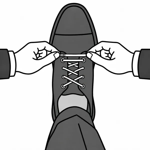 測りたい所に紐を沿わせて両手でつまむ様子